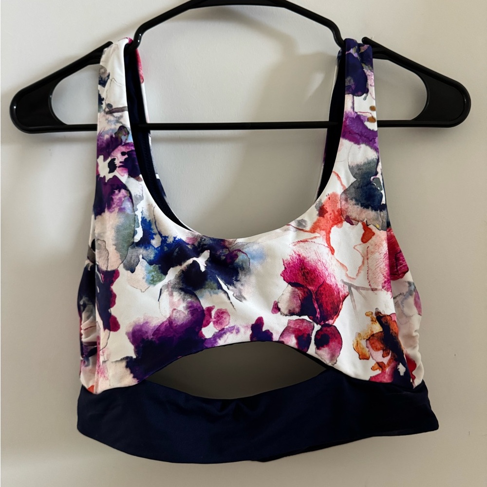 Athleta watercolor and navy two piece